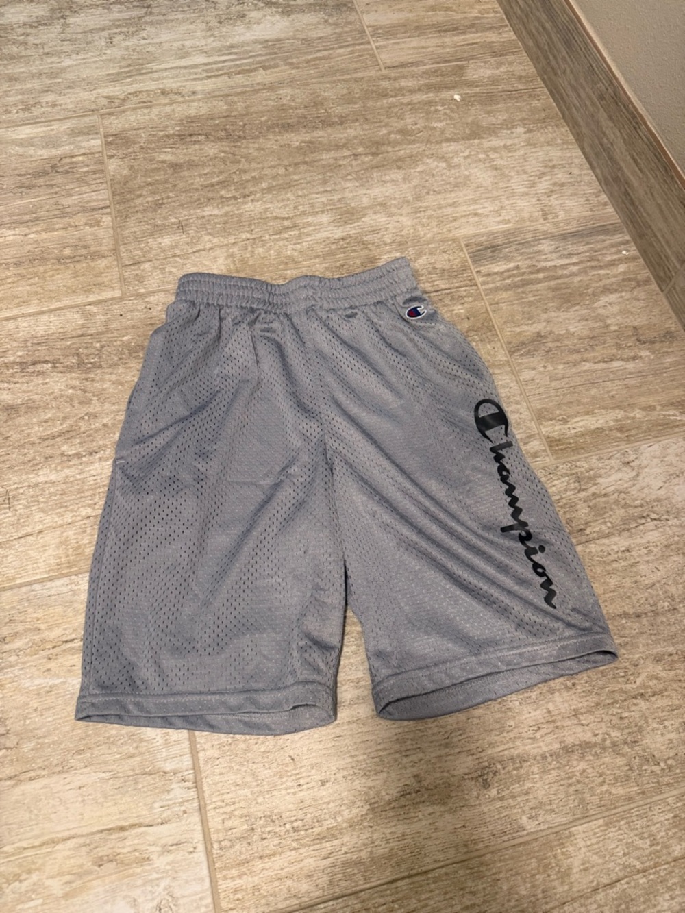 Champion Light Gray Mesh Athletic Shorts with Elastic Waist